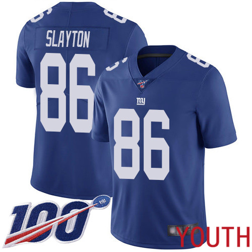 Youth New York Giants 86 Darius Slayton Royal Blue Team Color Vapor Untouchable Limited Player 100th Season Football NFL Jersey